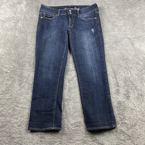American Eagle Stretch Jeans Womens 6 Regular Blue Dark Wash Artist Y2K 90s - Picture 1 of 13